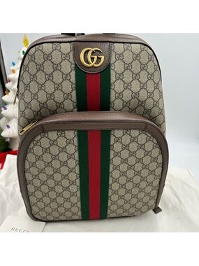 Gucci Ophedia GG SUPREME CANVAS AND LEATHER BACKPACK.